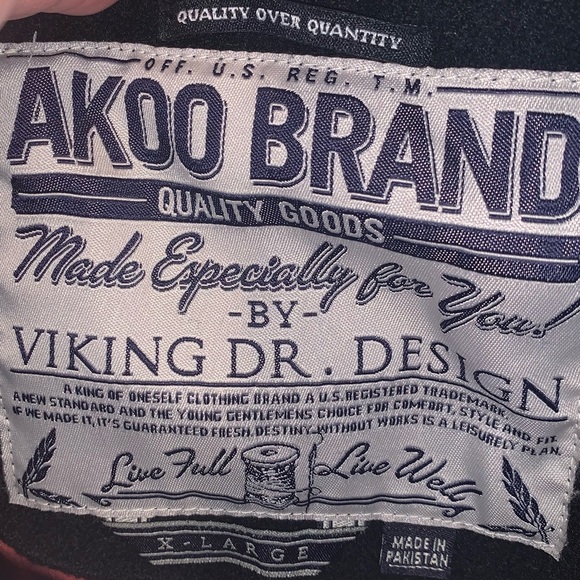 Akoo Brand Marauder Jet Black Wool Leather Letterman Jacket XL - Picture 5 of 11